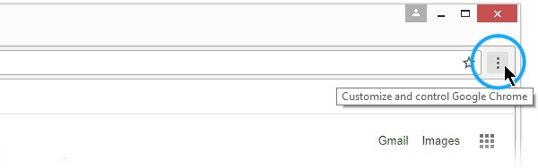 Screenshot showing the location of the Customize and Control menu button